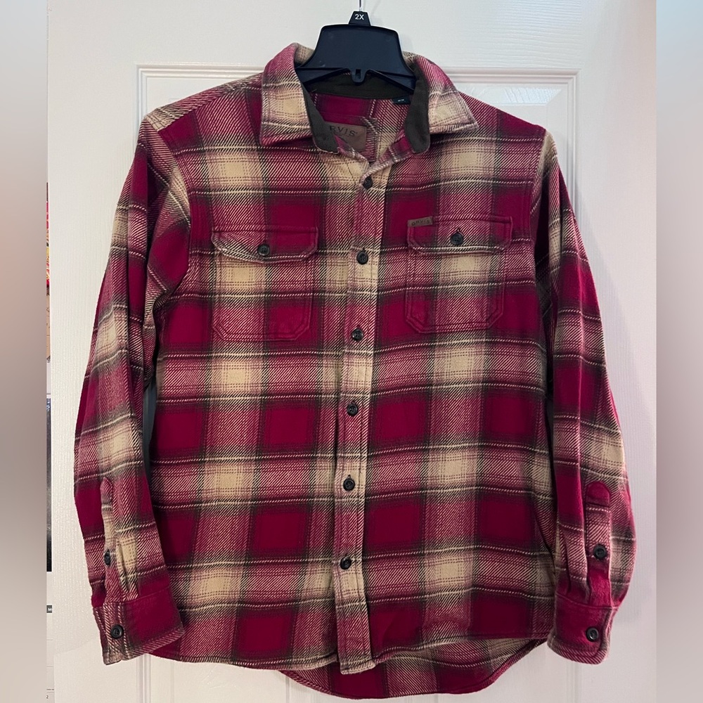 Men’s Orvis Medium Red and Tan Flannel